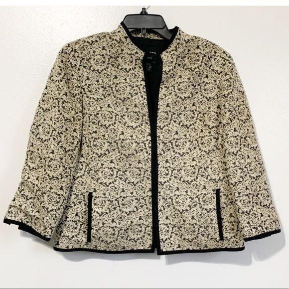 Doncaster Collection Blazer 12 XL Black Jacquard Open Viscose Silk Lined - Picture 1 of 8